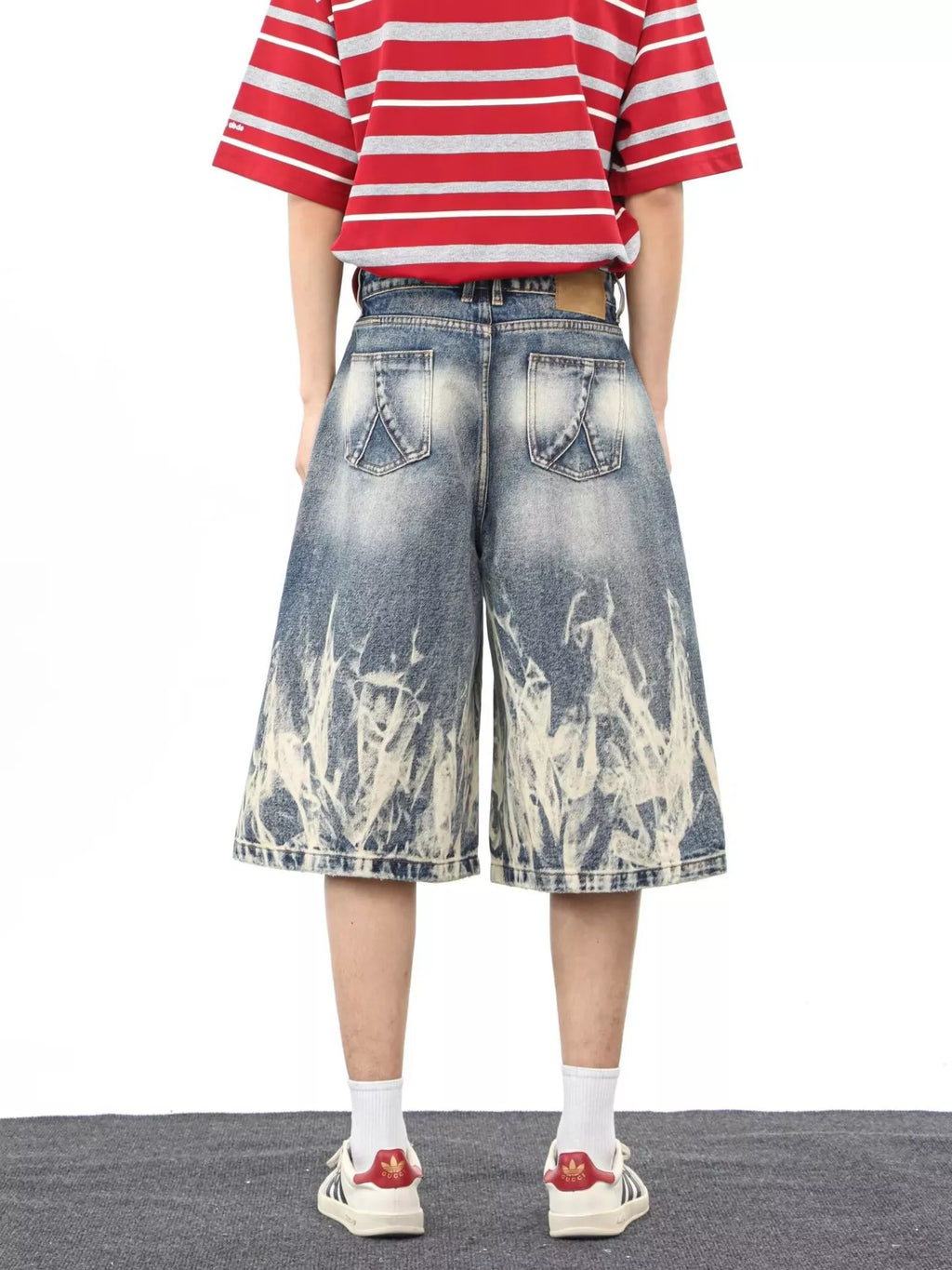 Men's Full Size Wide-Leg Denim Shorts Plus Size - URBANPICK FASHION
