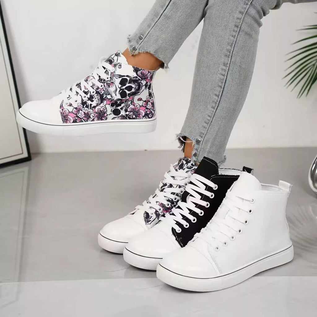 Round Toe Lace Up Sneakers - URBANPICK FASHION