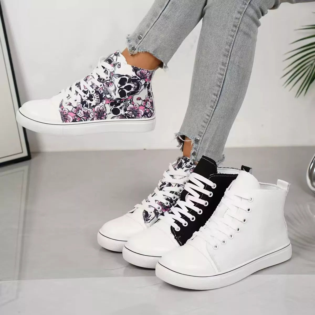 Round Toe Lace Up Sneakers - URBANPICK FASHION