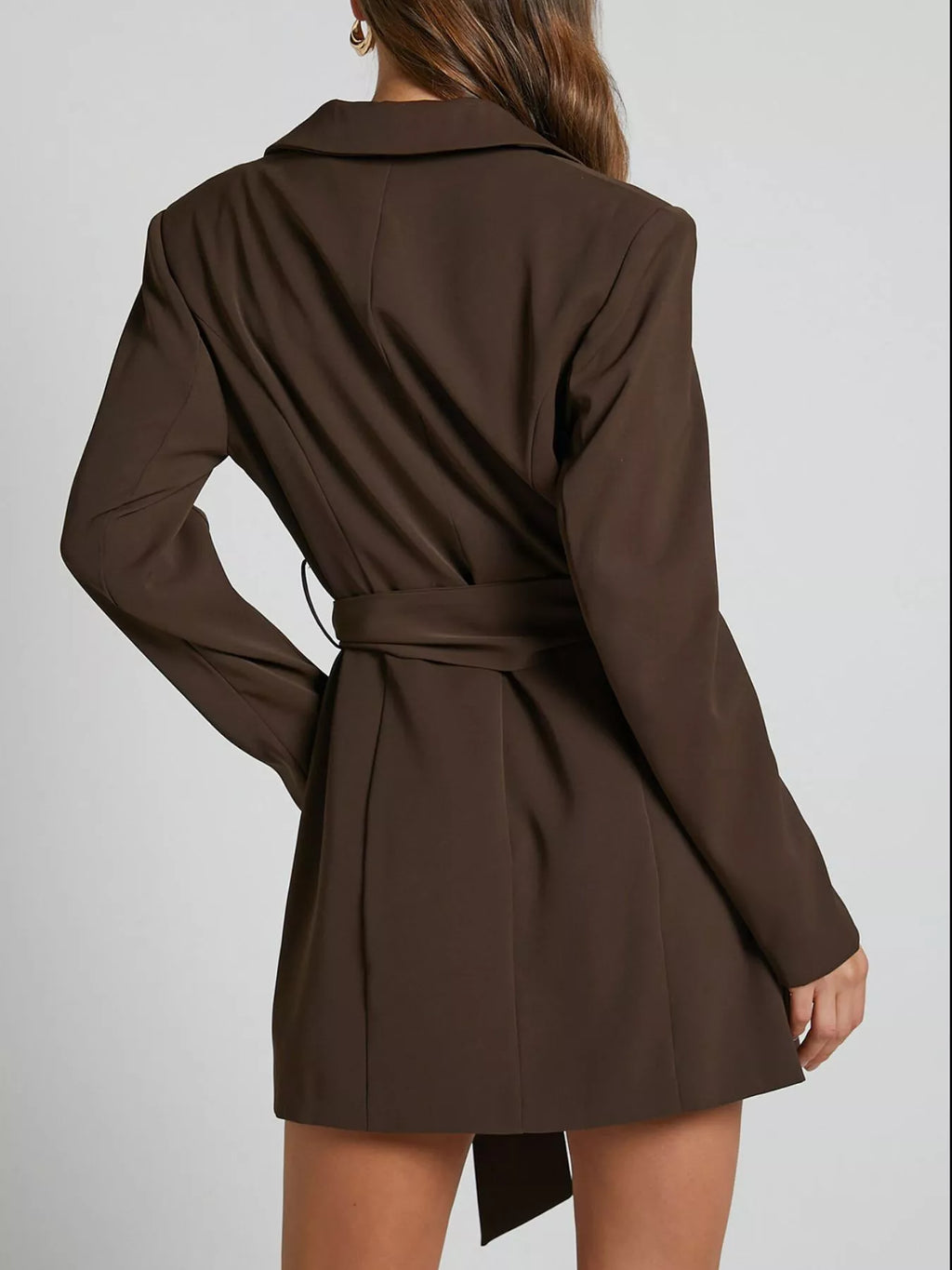 Lapel Collar Tie Waist Blazer - URBANPICK FASHION