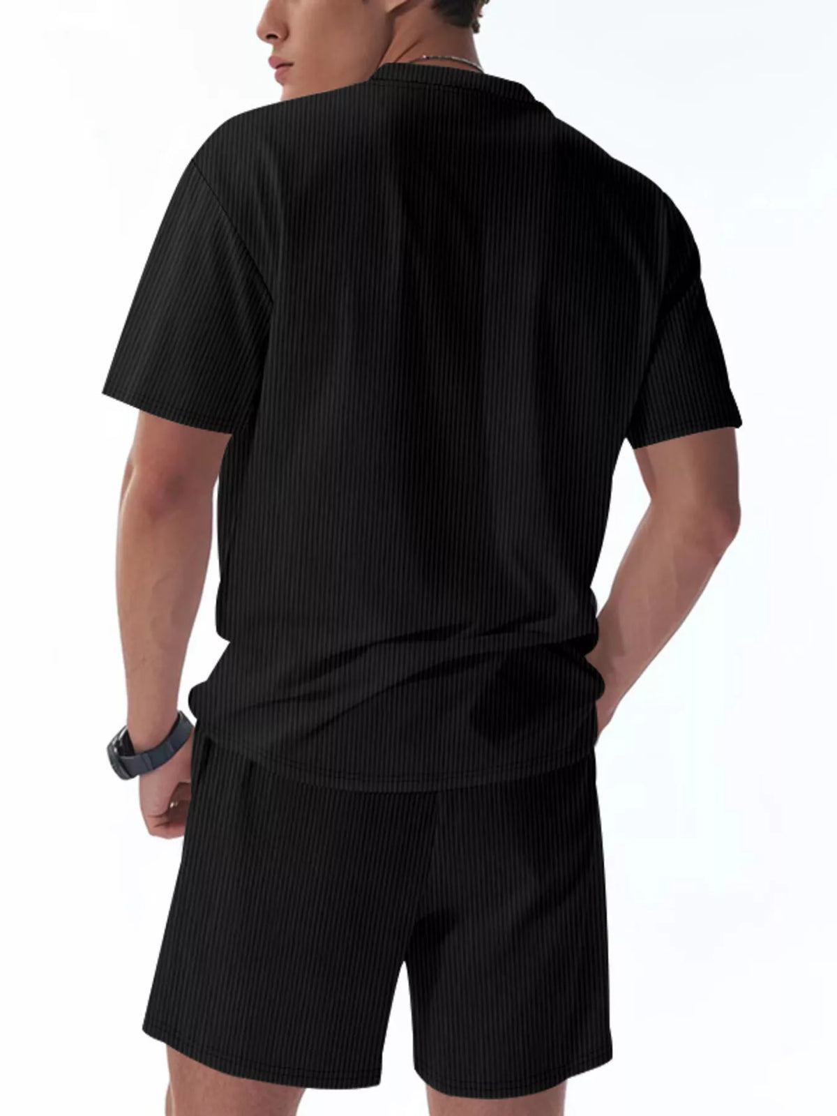 Men's Full Size Casual Striped Top and Shorts Set Plus Size - URBANPICK FASHION