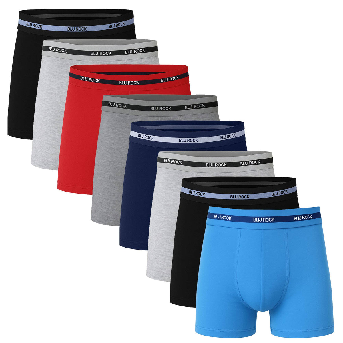 Men's 8-Pack Cotton Stretch Boxer Briefs (S-2XL): Charcoal/Navy/Black/Aqua/Red/Heather Grey / M