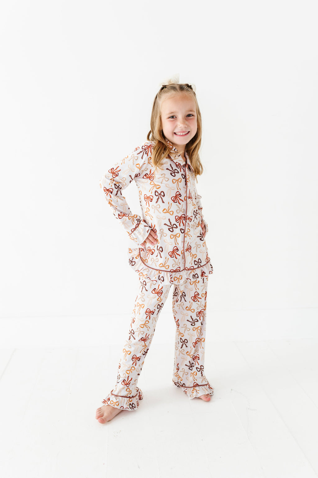 Autumn Ribbons Ruffle Button-Up Set – Toddler & Kids