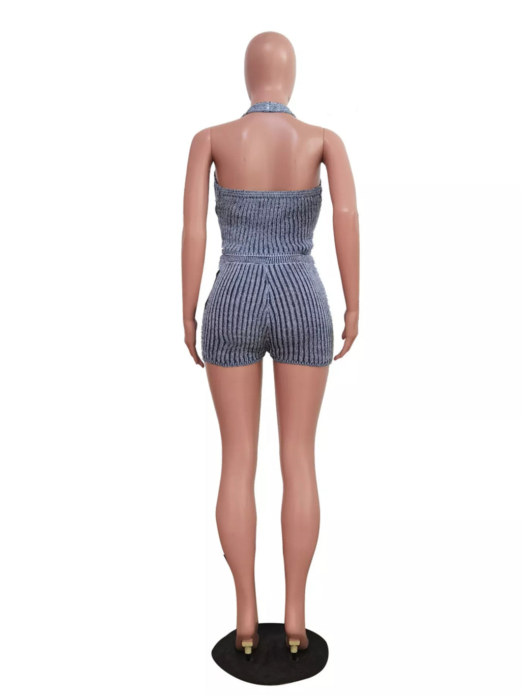 Halter Neck Top and Shorts Sweater Set - URBANPICK FASHION