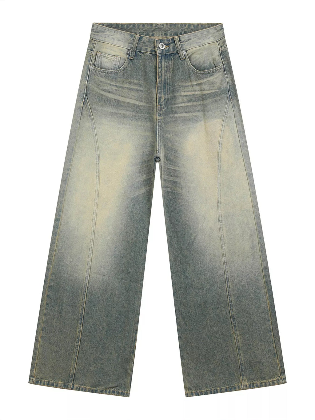 Men's Vintage Wash Wide Leg Jeans - URBANPICK FASHION