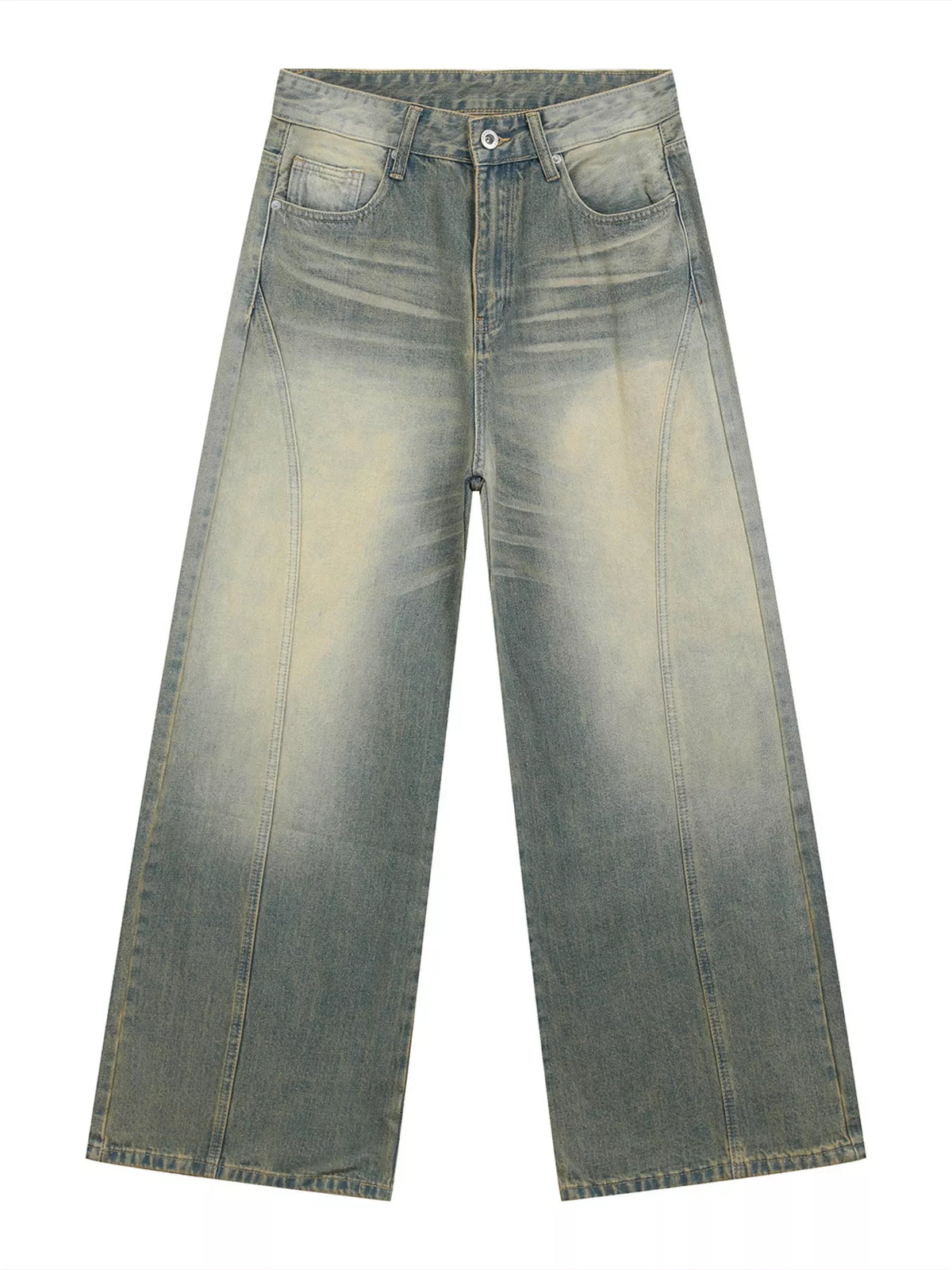 Men's Vintage Wash Wide Leg Jeans - URBANPICK FASHION