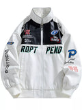 Men's Plus Size Racing-Inspired Zip Up Jacket - URBANPICK FASHION