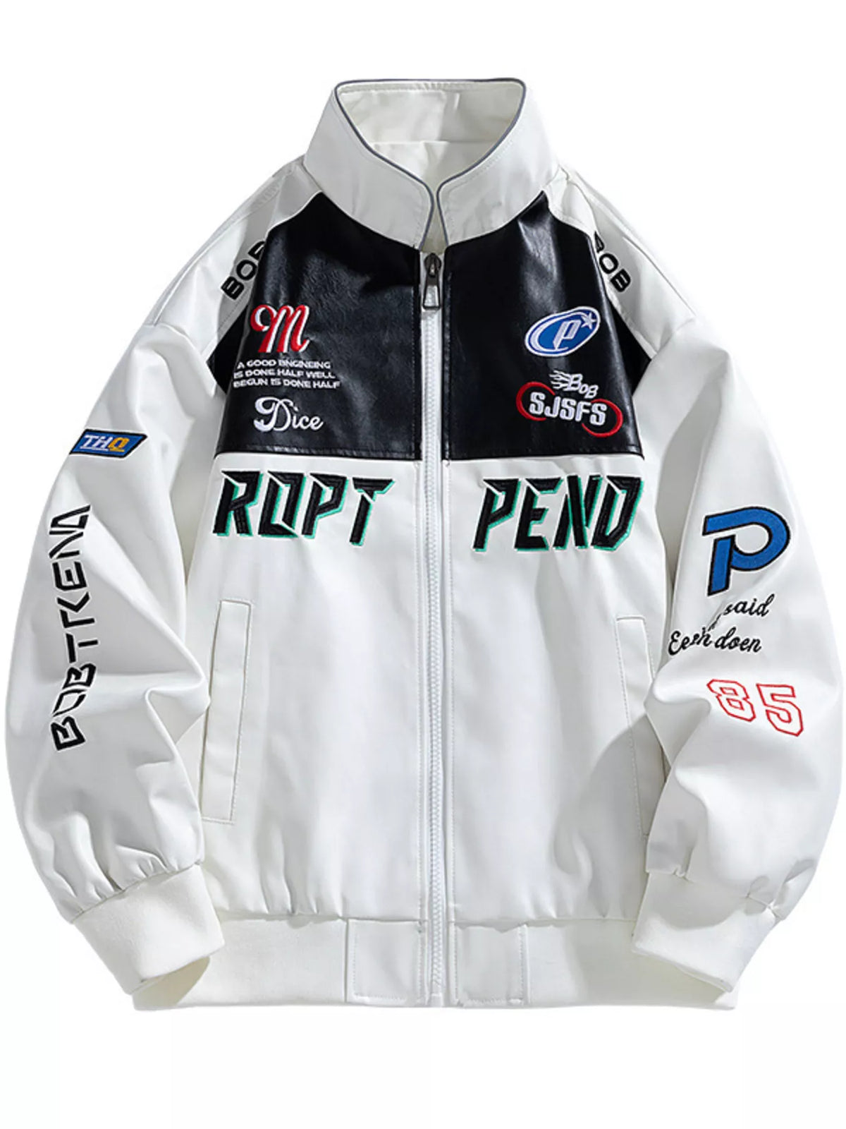 Men's Plus Size Racing-Inspired Zip Up Jacket - URBANPICK FASHION