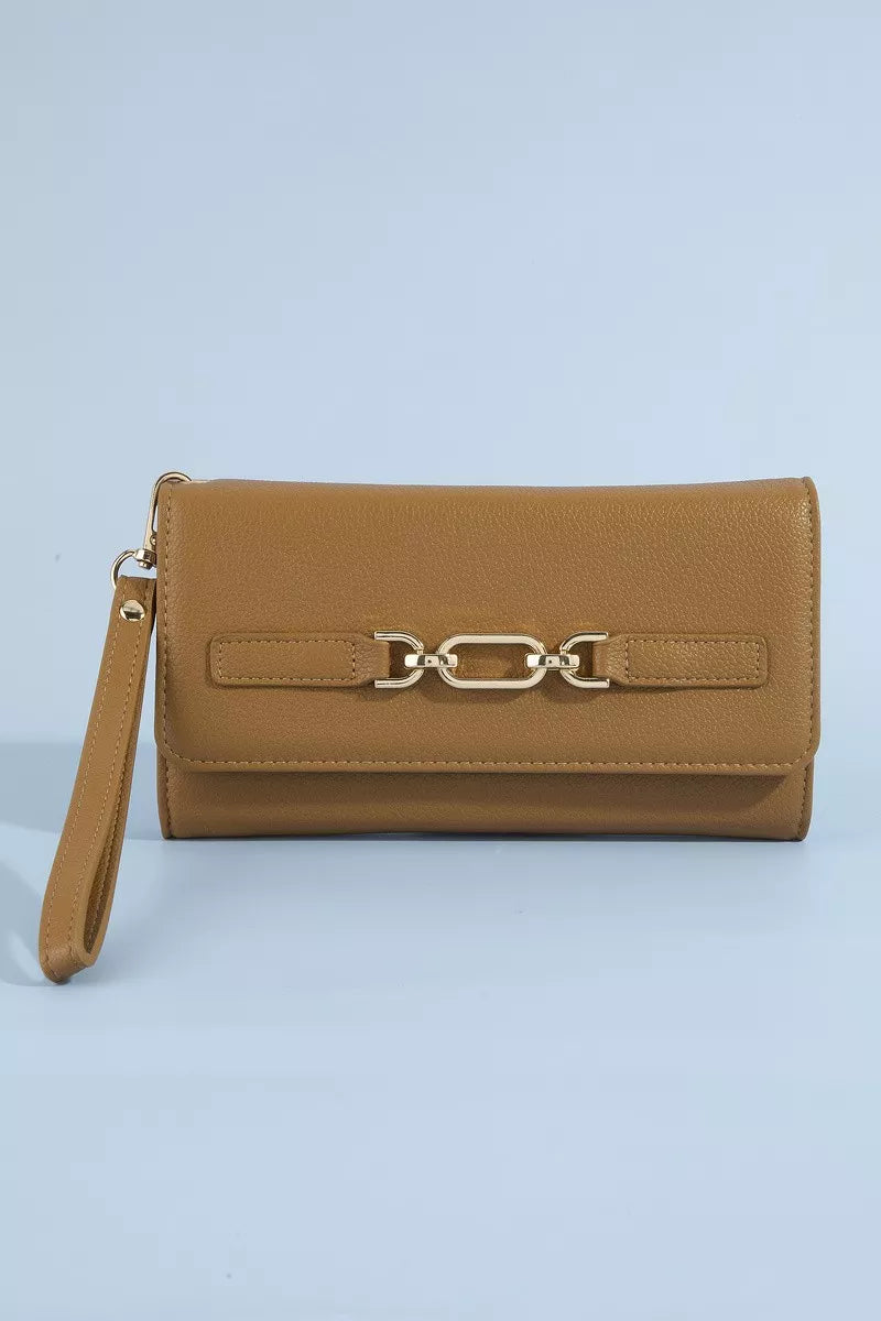 Fame Vegan Leather Chain Buckle Wristlet Wallet - URBANPICK FASHION