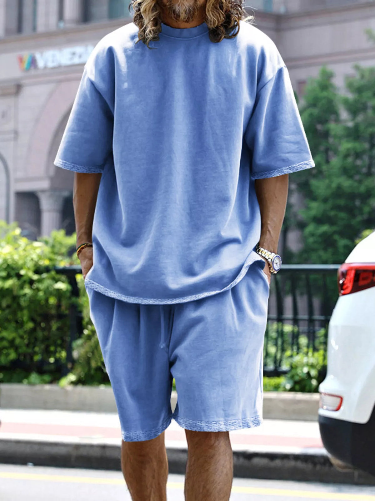Men's Full Size Relaxed Fit T-Shirt & Shorts Set Plus Size - URBANPICK FASHION
