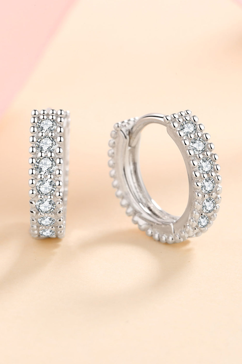 925 Sterling Silver Inlaid Moissanite Huggie Earrings - URBANPICK FASHION
