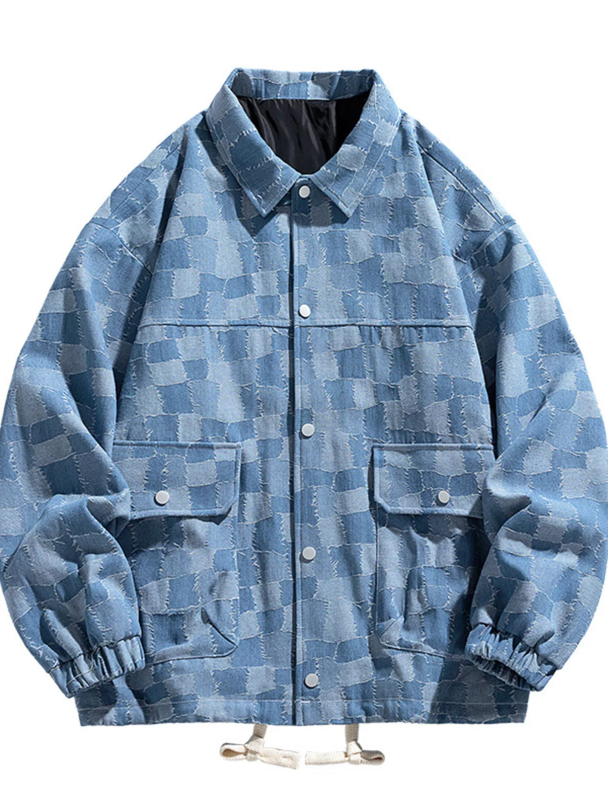 Men's Full Size Snap Down Denim Jacket Plus Size - URBANPICK FASHION