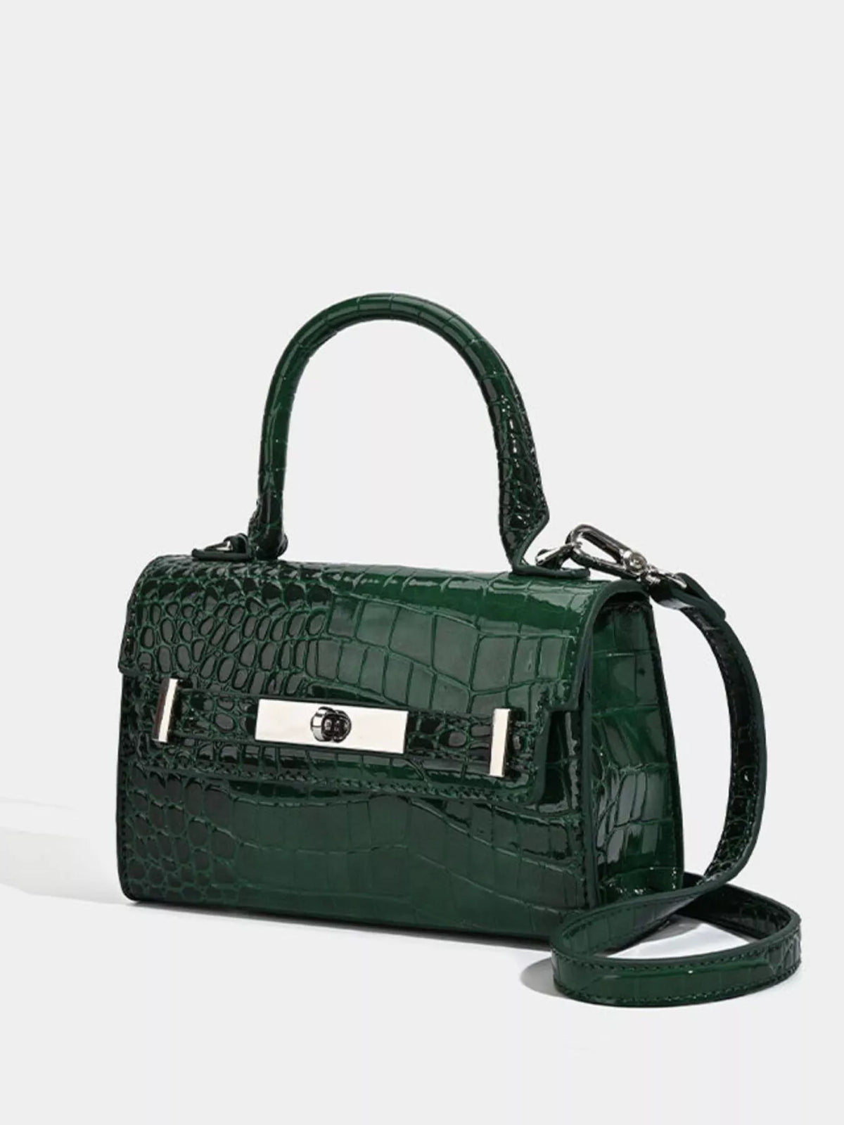 Croc-Embossed Top Handle Handbag - URBANPICK FASHION