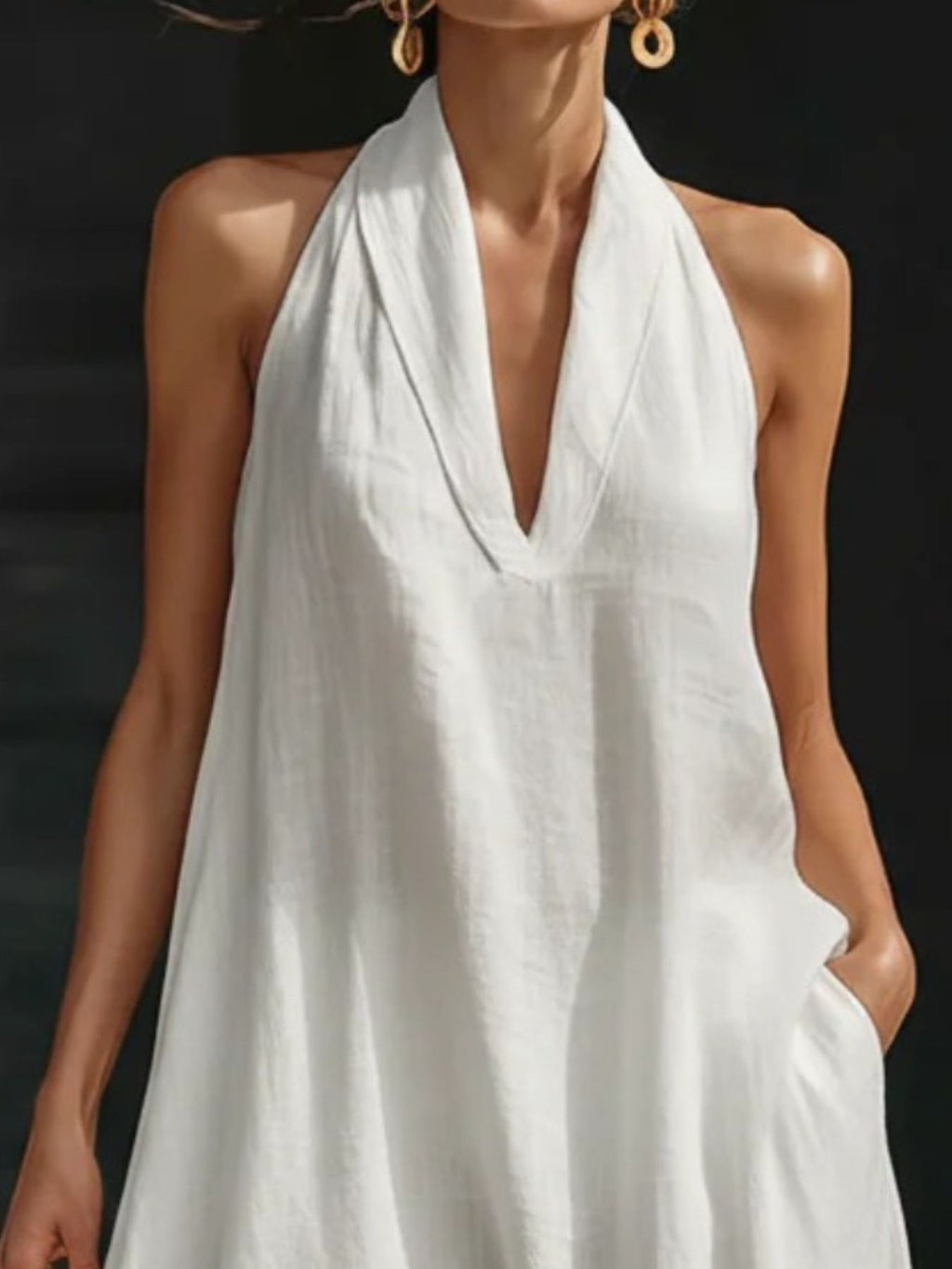 Halter Neck Maxi Dress with Pockets - URBANPICK FASHION