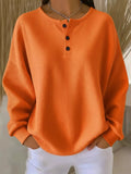 Full Size Waffle Knit Button Detail Top Plus Size - URBANPICK FASHION