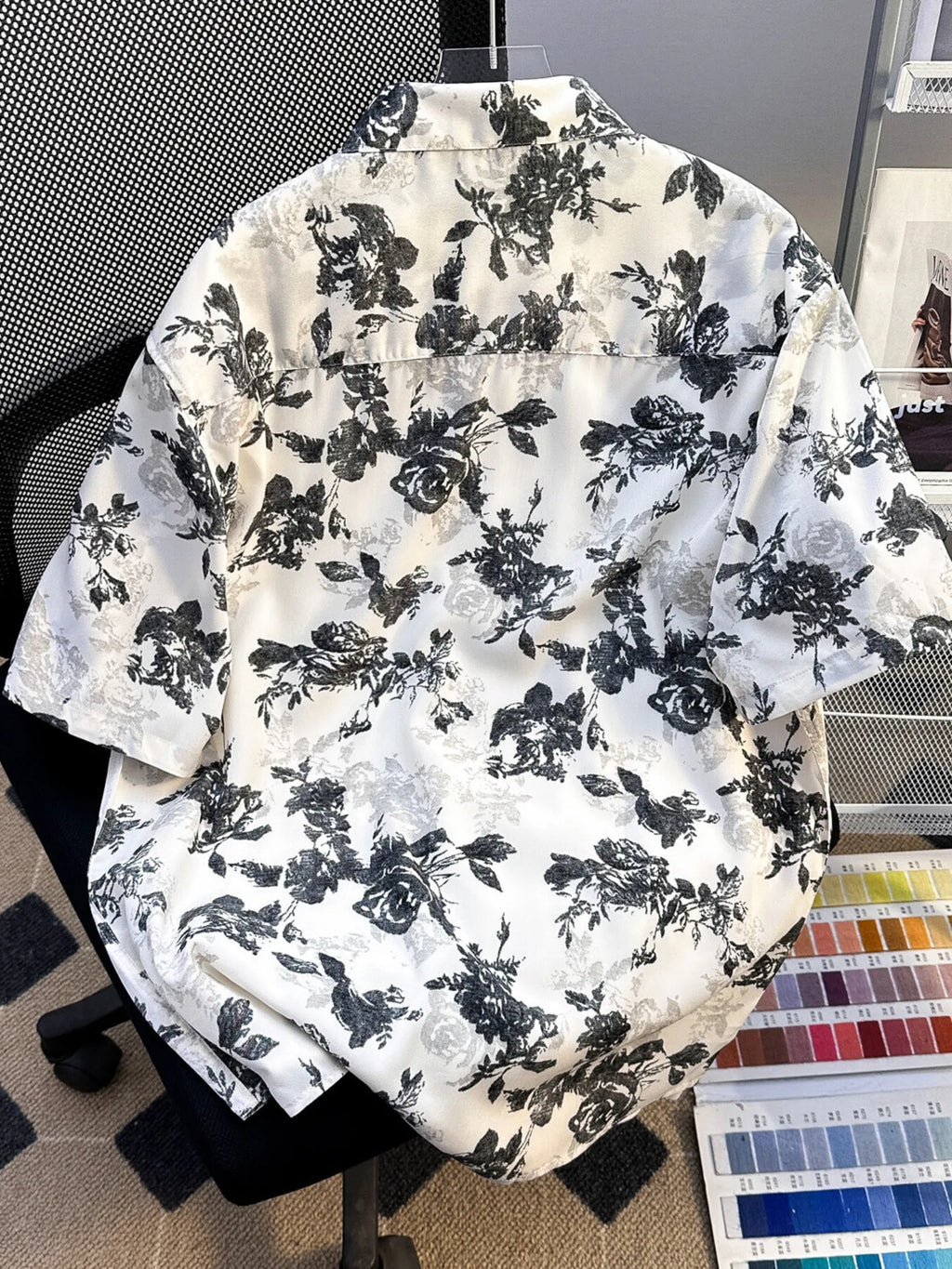 Men's Plus Size Printed Button Up Short Sleeve Shirt - URBANPICK FASHION