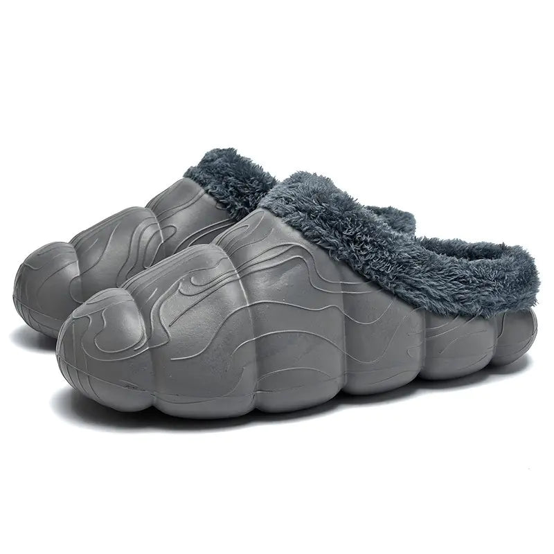 Fleece-lined Contrast Color Cotton Slippers for Home - URBANPICK FASHION