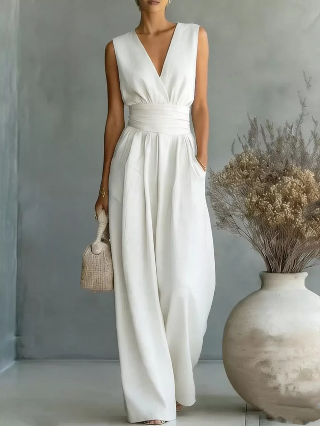Full Size Sleeveless Wide-Leg Jumpsuit Plus Size - URBANPICK FASHION