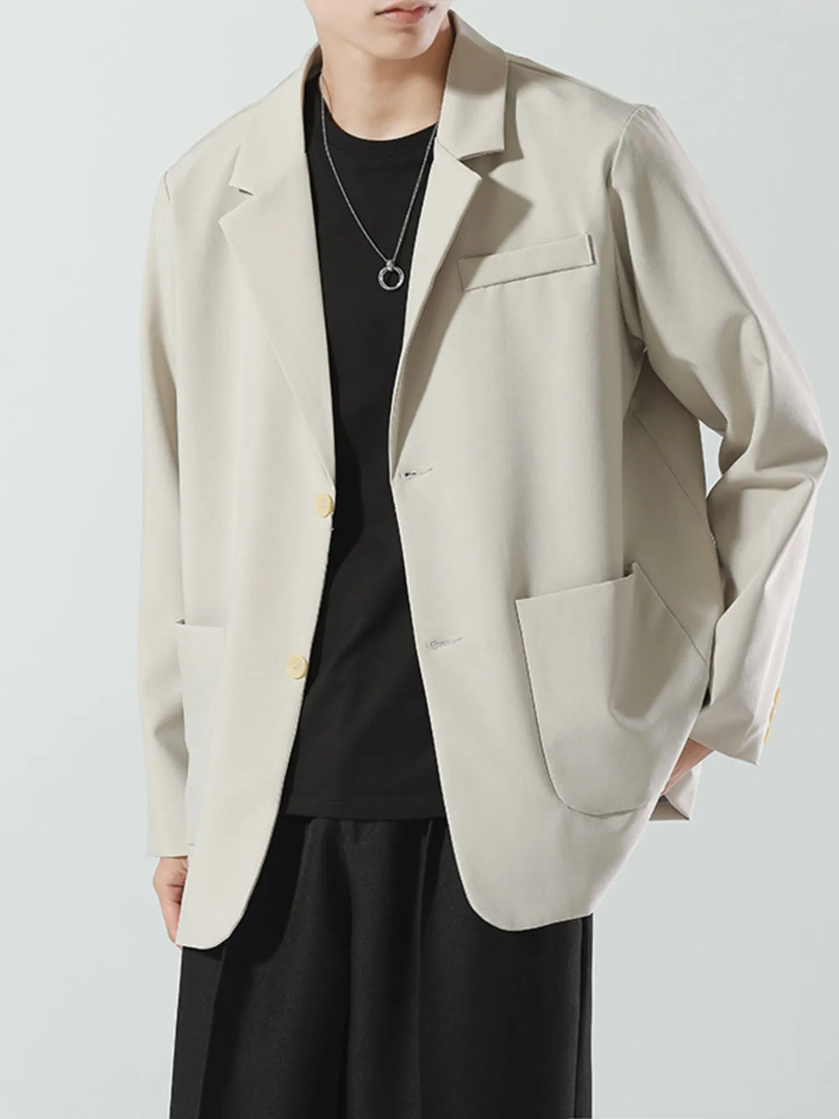 Men's Full Size Lapel Collar Long Sleeve Blazer Plus Size - URBANPICK FASHION