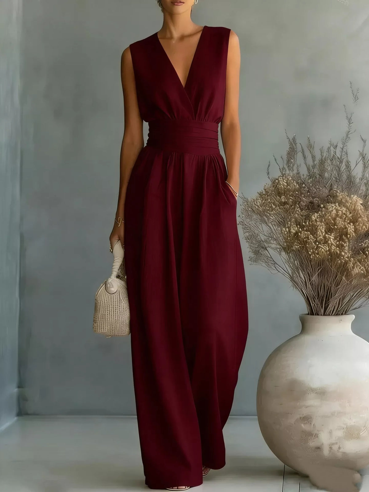 Full Size Sleeveless Wide-Leg Jumpsuit Plus Size - URBANPICK FASHION