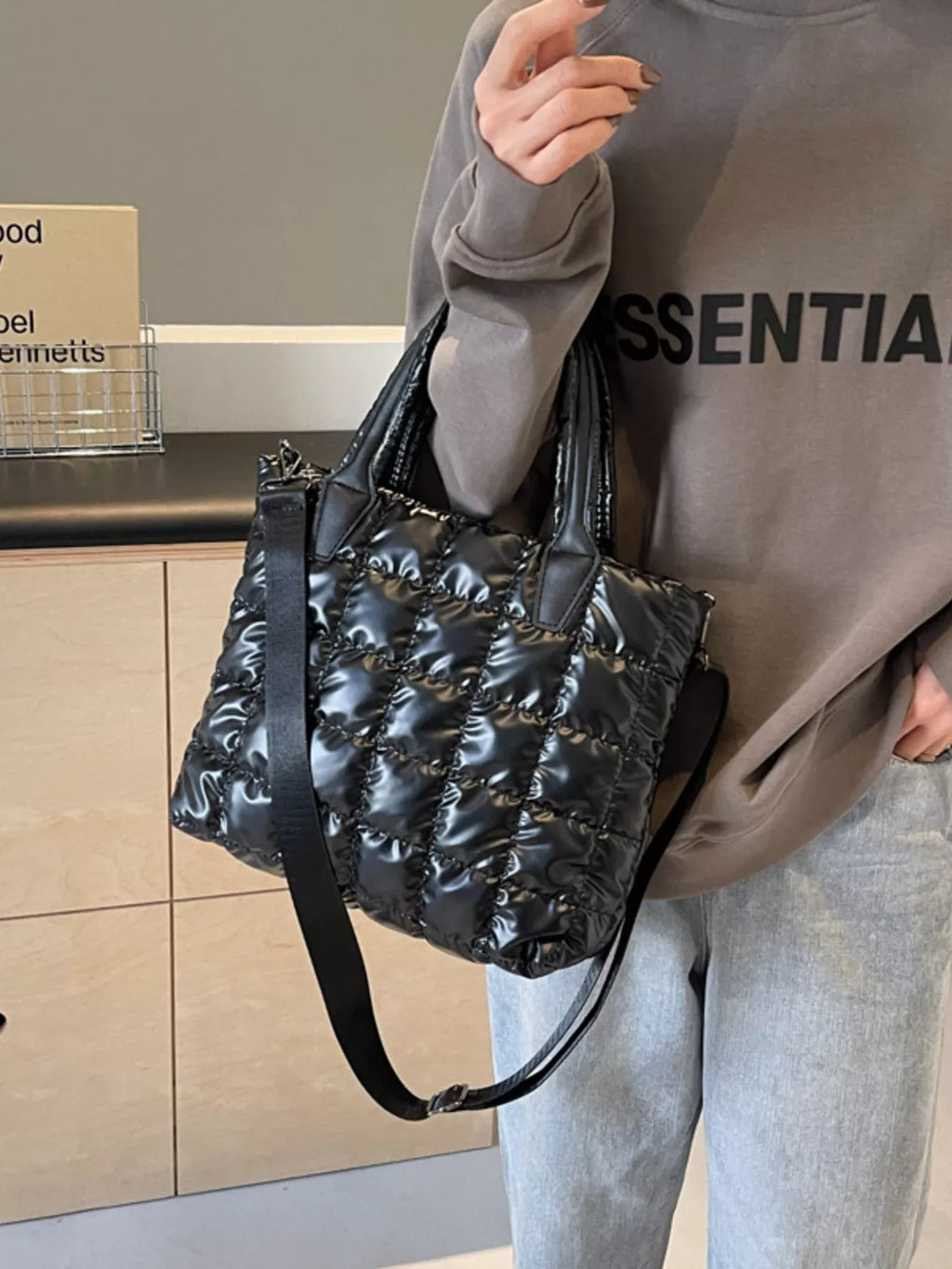 Bubble Textured Tote Crossbody Bag - URBANPICK FASHION