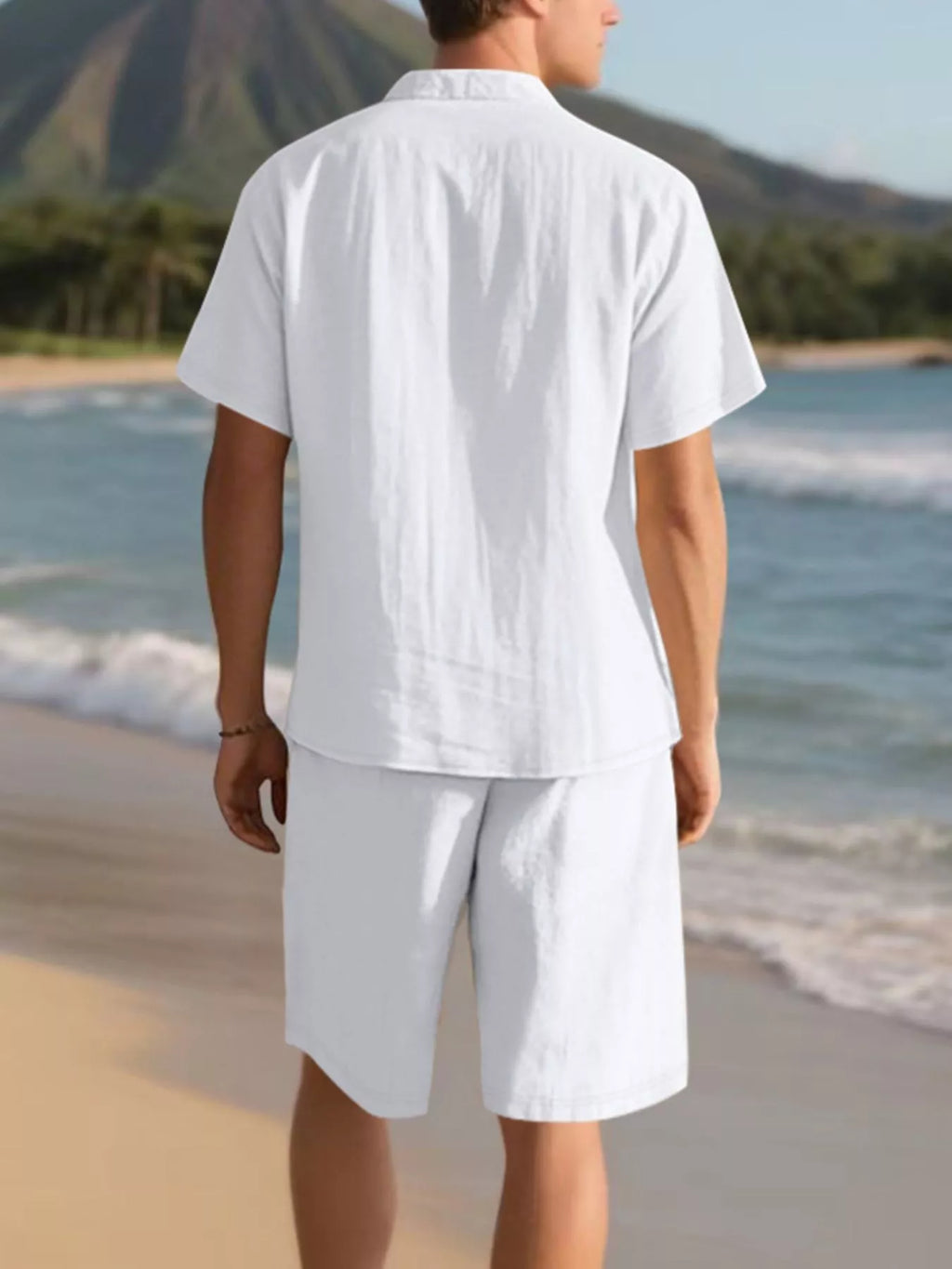 Men's Full Size Casual Button Up Shirt and Shorts Set Plus Size - URBANPICK FASHION