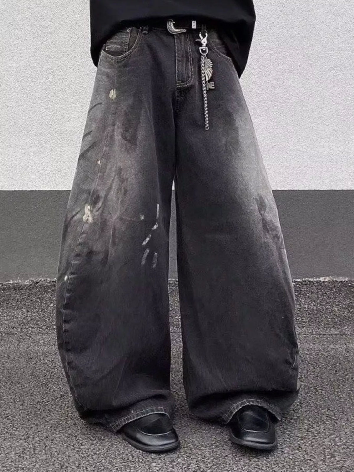 Men's Full Size Wide Leg Distressed Jeans Plus Size - URBANPICK FASHION