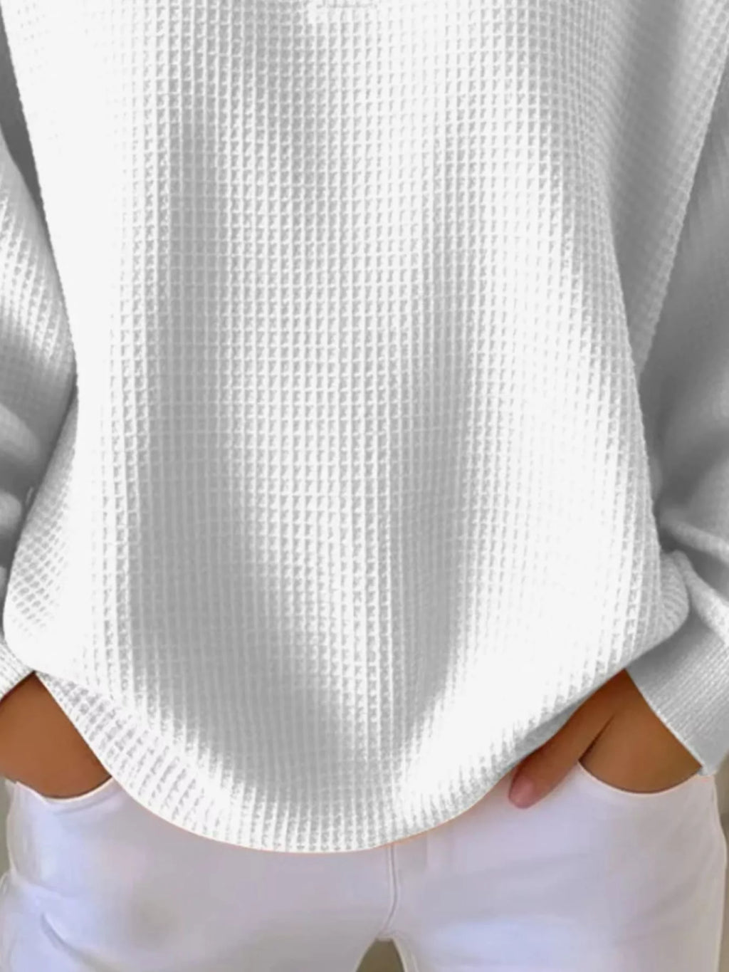 Full Size Waffle Knit Button Detail Top Plus Size - URBANPICK FASHION