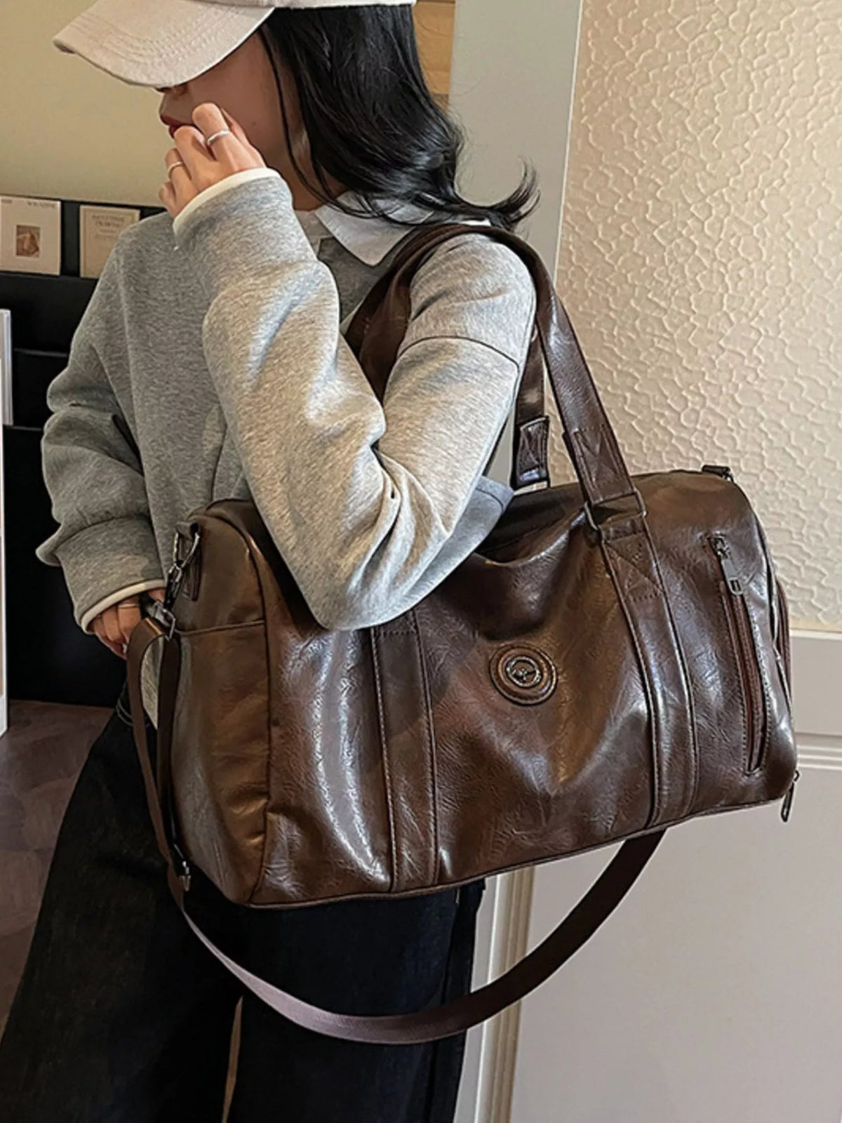 PU Leather Duffel Bag - URBANPICK FASHION