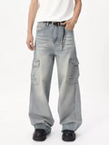 Men's Loose Fit Wash Cargo Jeans - URBANPICK FASHION
