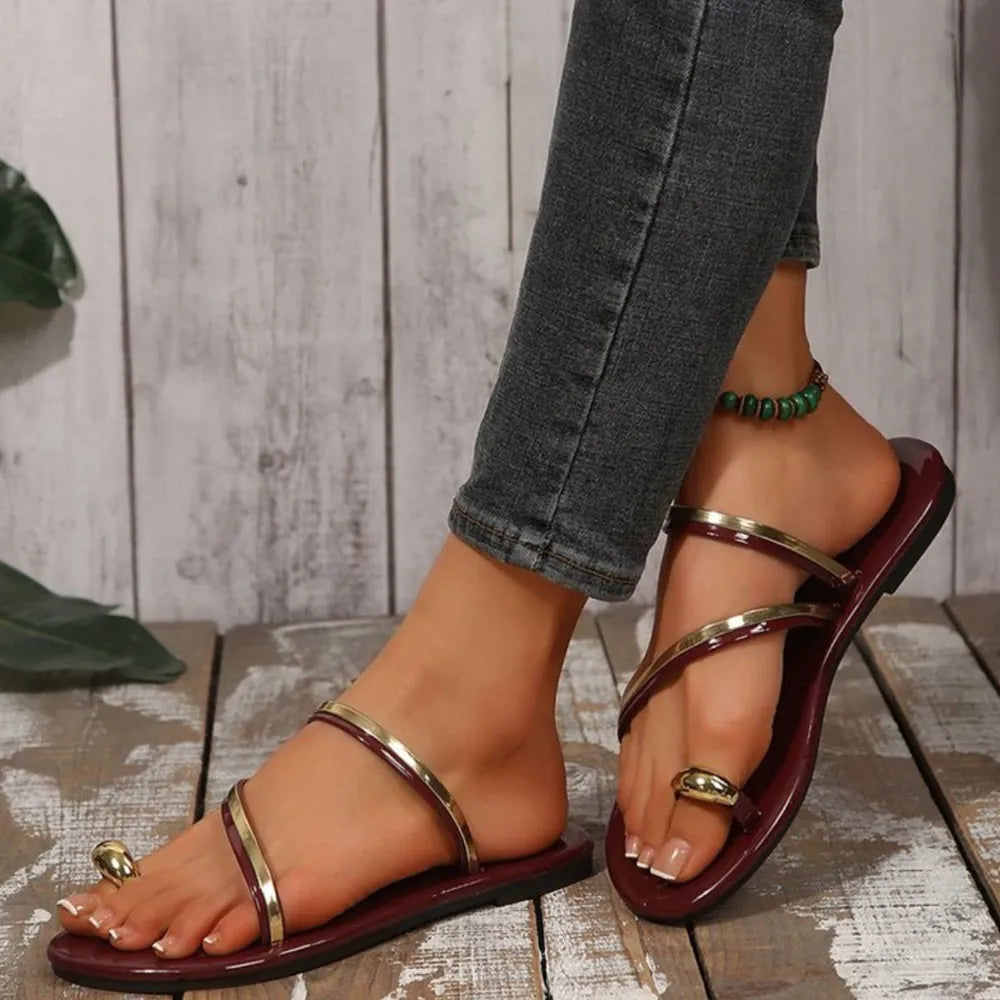 Toe Loop Flats Sandals - URBANPICK FASHION