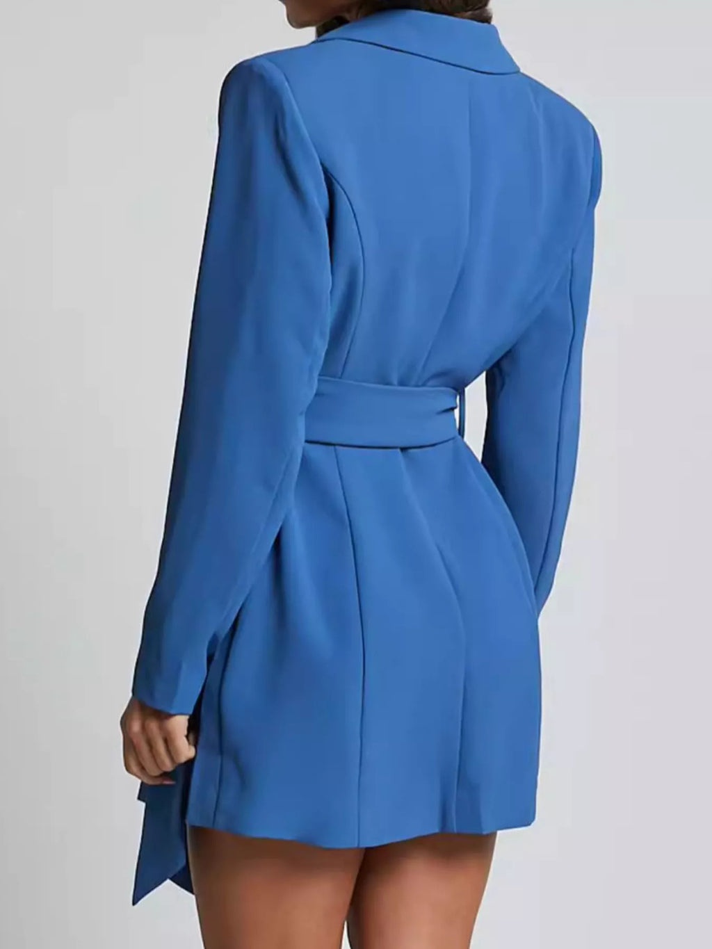 Lapel Collar Tie Waist Blazer - URBANPICK FASHION