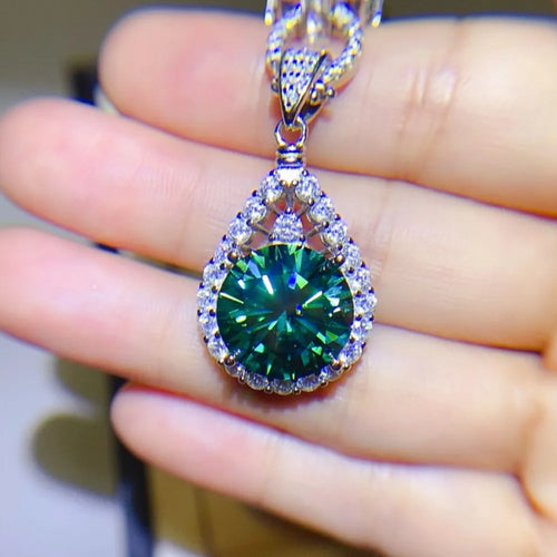 10 Carat Moissanite 925 Sterling Silver Teardrop Shape Necklace - URBANPICK FASHION