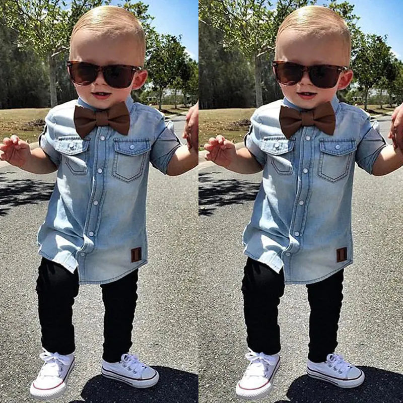 Long Sleeve Lapel Denim Shirts for Boys - URBANPICK FASHION