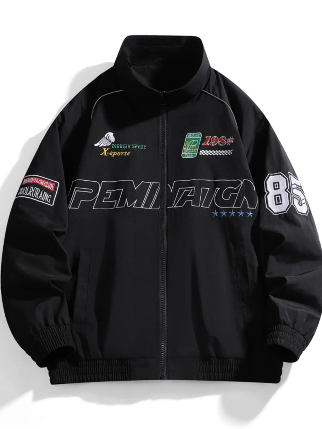 Men's Racing-Inspired Zip Up Bomber Jacket - URBANPICK FASHION