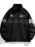 Men's Racing-Inspired Zip Up Bomber Jacket - URBANPICK FASHION