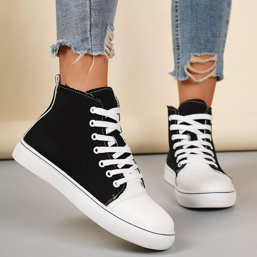 Round Toe Lace Up Sneakers - URBANPICK FASHION