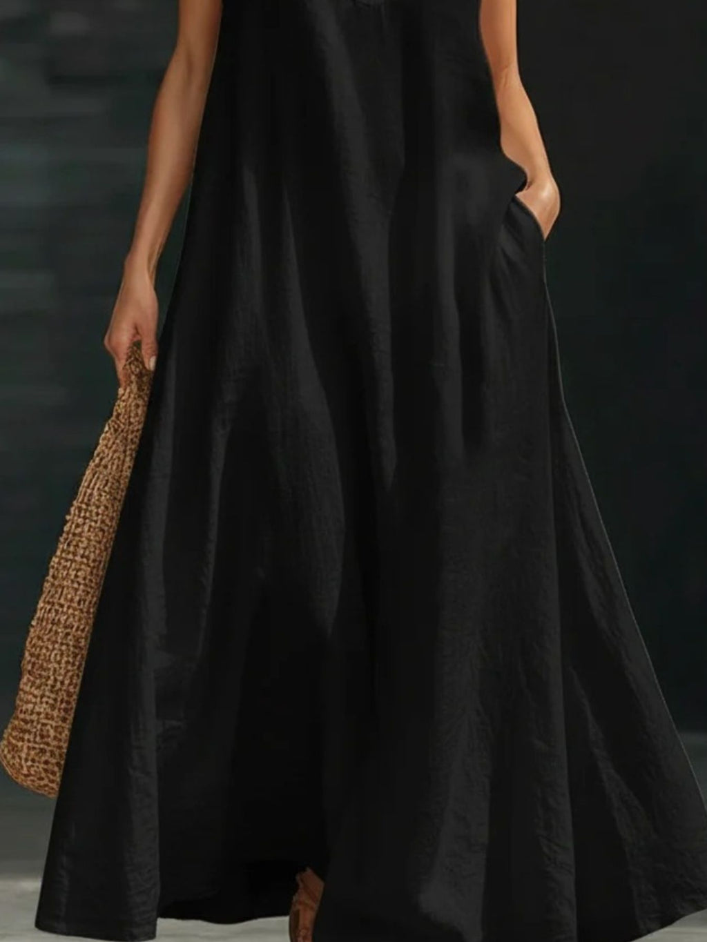 Halter Neck Maxi Dress with Pockets - URBANPICK FASHION