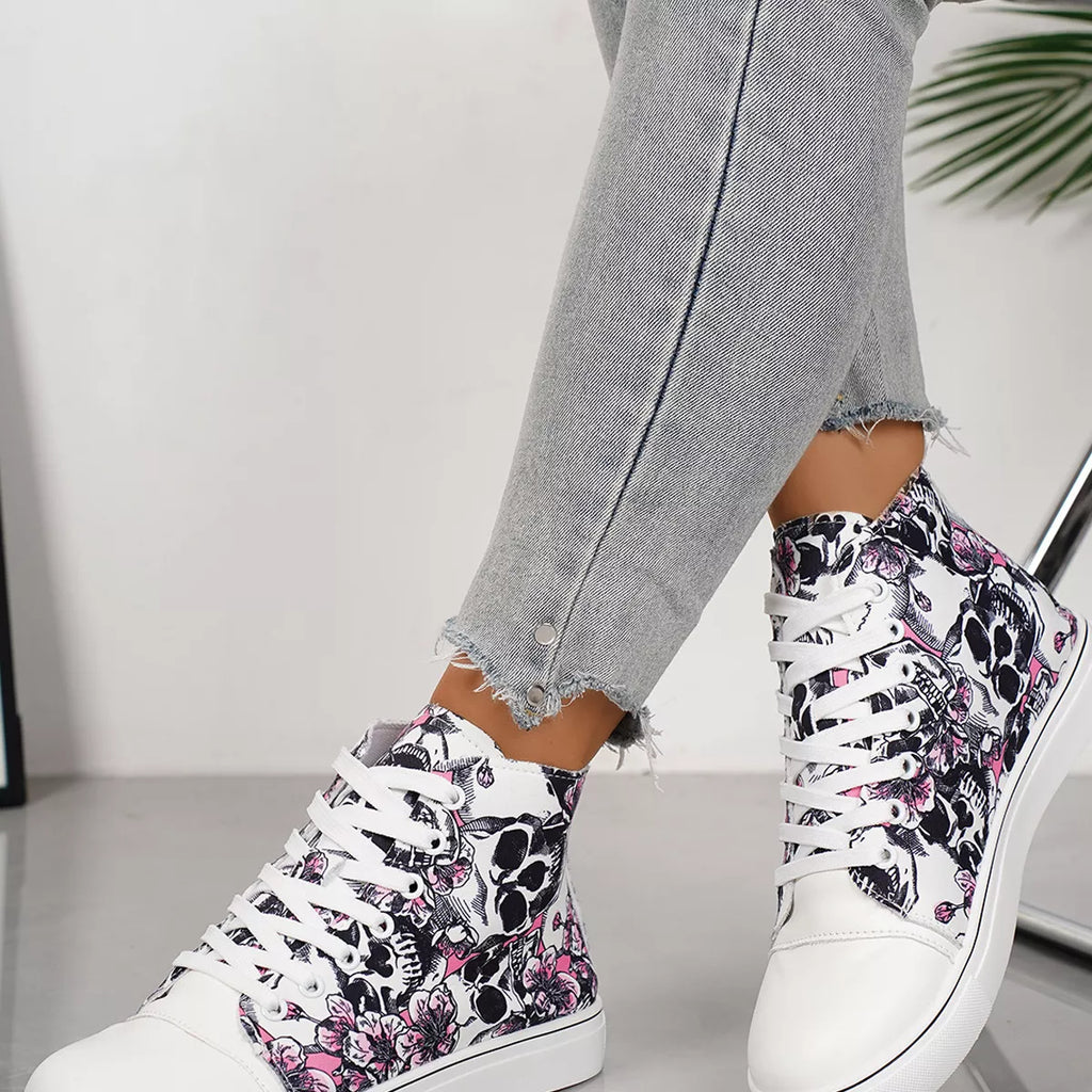 Round Toe Lace Up Sneakers - URBANPICK FASHION