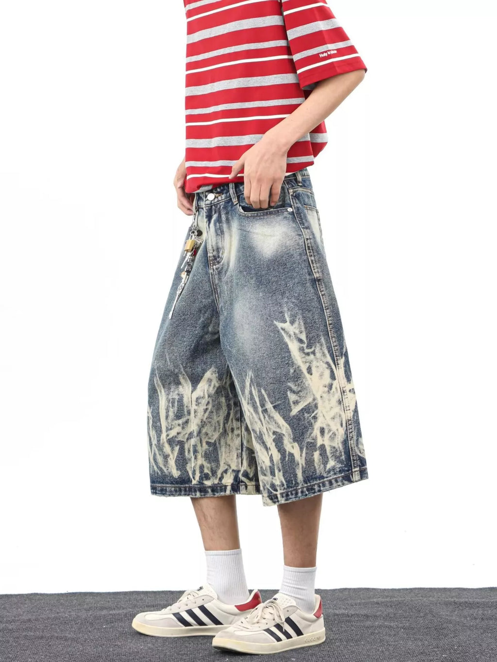 Men's Full Size Wide-Leg Denim Shorts Plus Size - URBANPICK FASHION