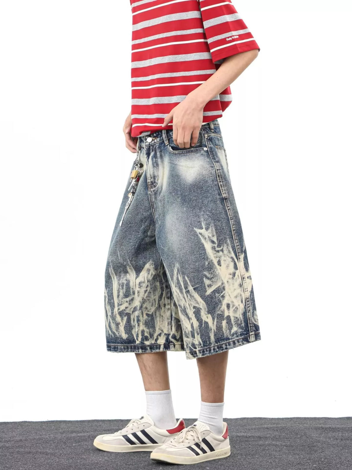 Men's Full Size Wide-Leg Denim Shorts Plus Size - URBANPICK FASHION