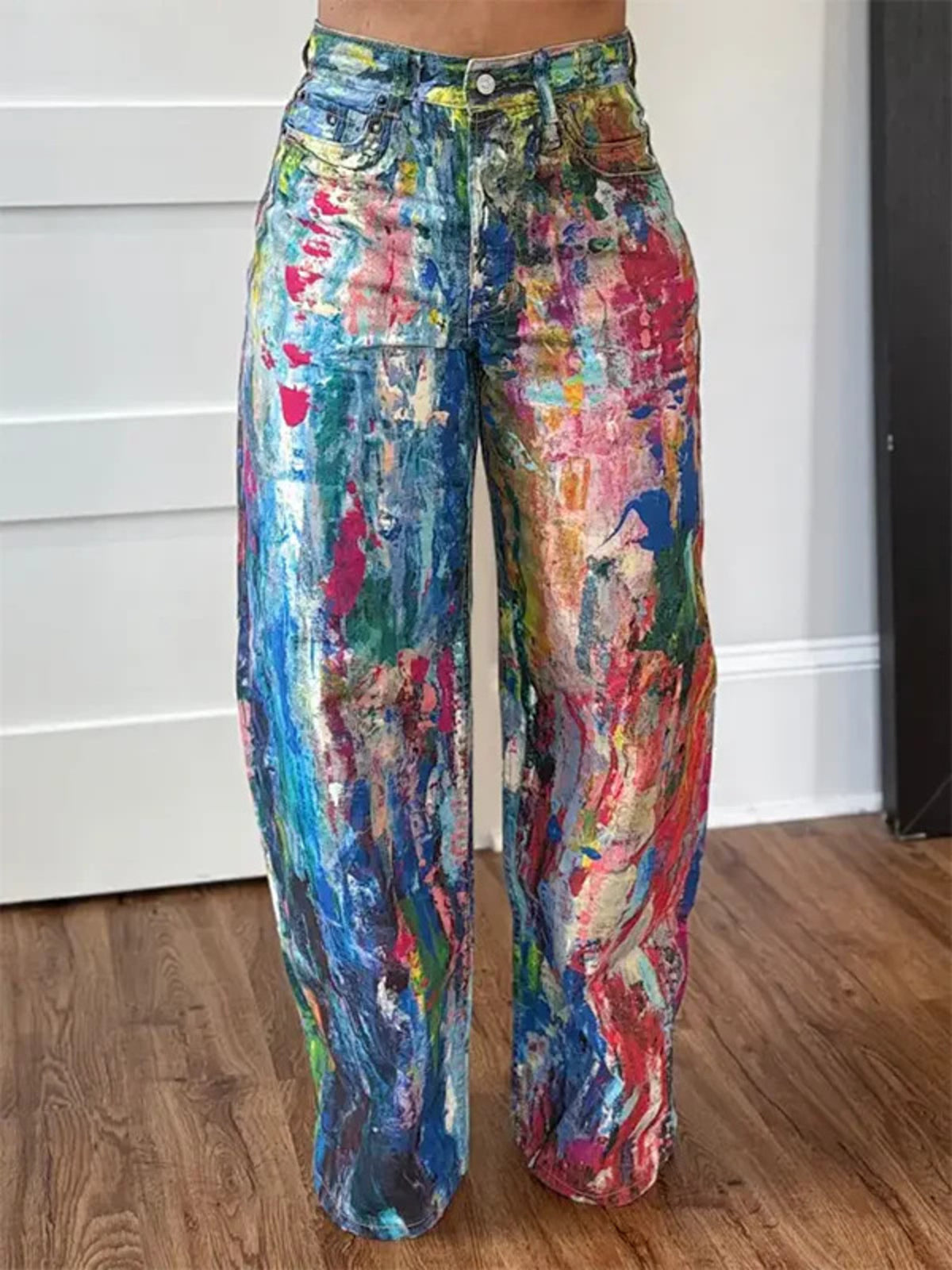 Painted Wide Leg Pants - URBANPICK FASHION