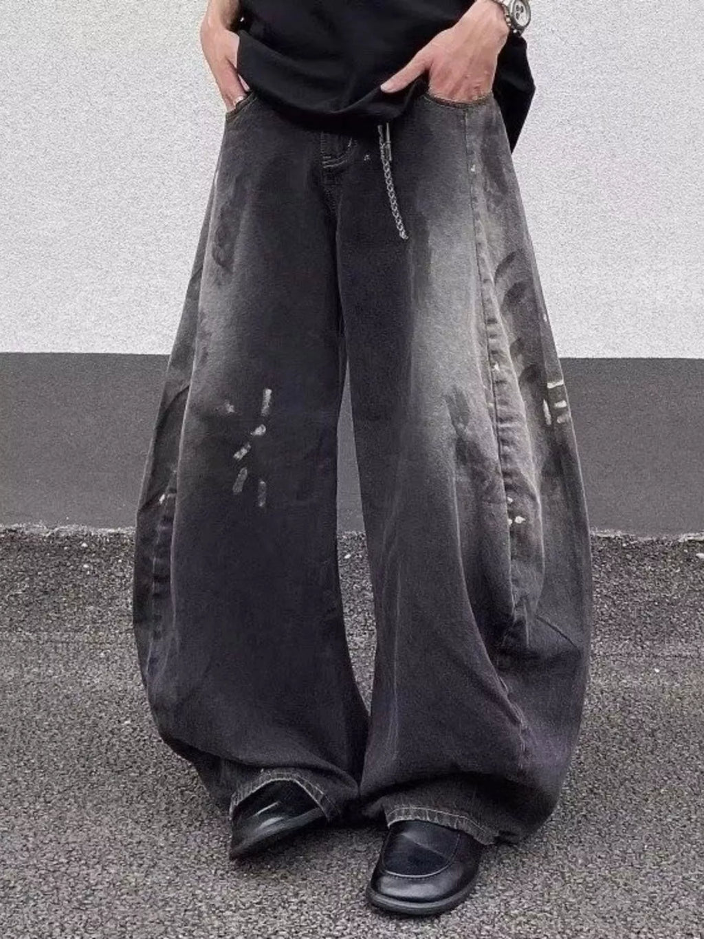 Men's Full Size Wide Leg Distressed Jeans Plus Size - URBANPICK FASHION