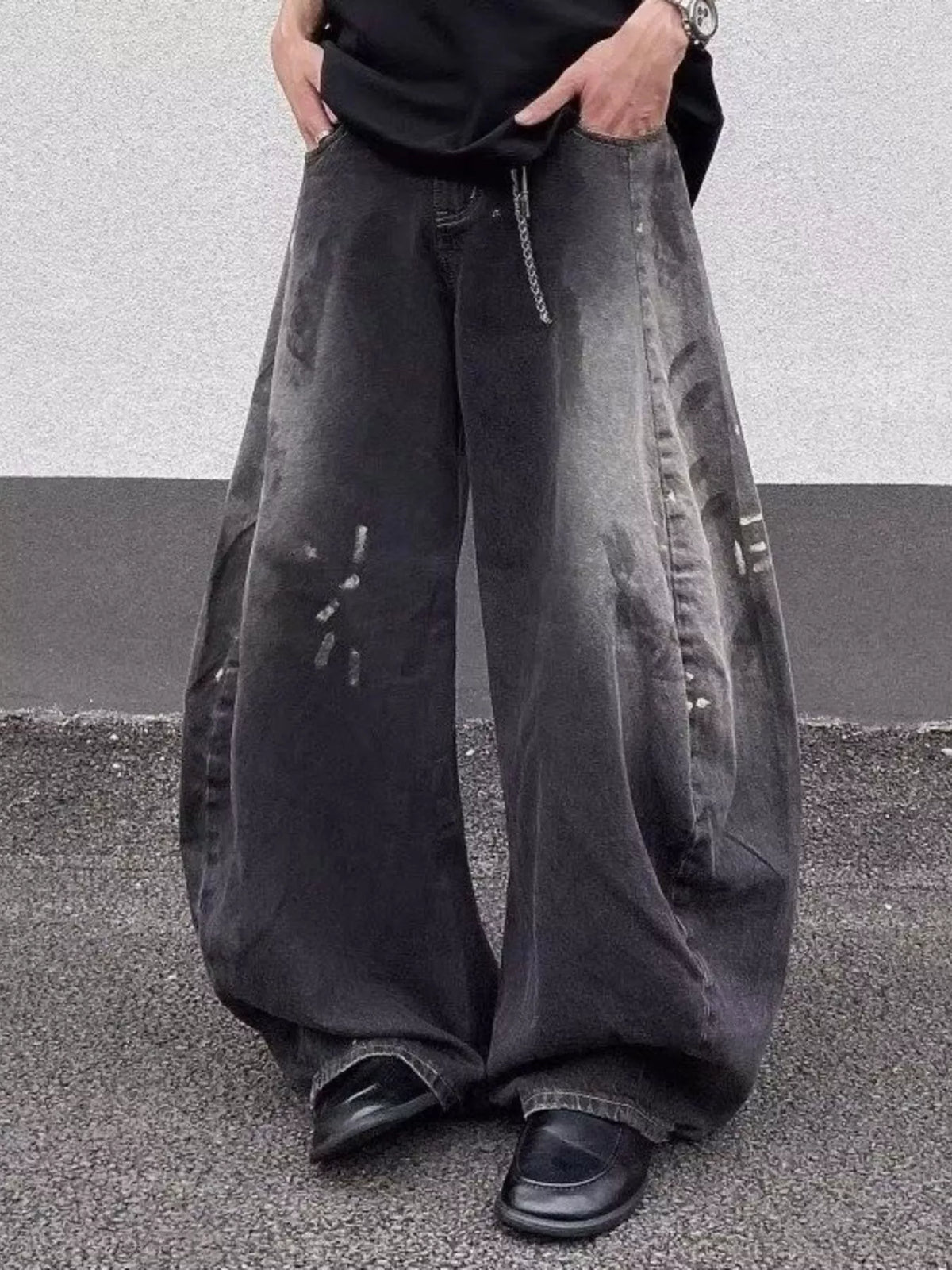 Men's Full Size Wide Leg Distressed Jeans Plus Size - URBANPICK FASHION
