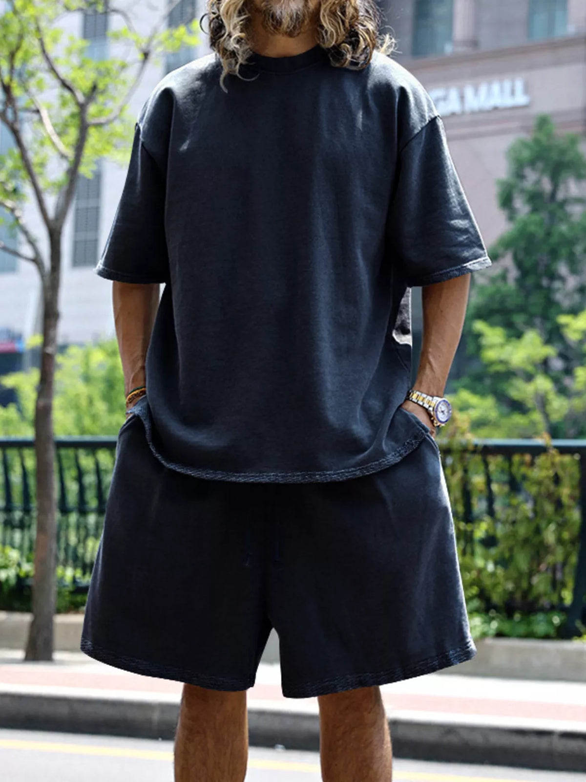 Men's Full Size Relaxed Fit T-Shirt & Shorts Set Plus Size - URBANPICK FASHION