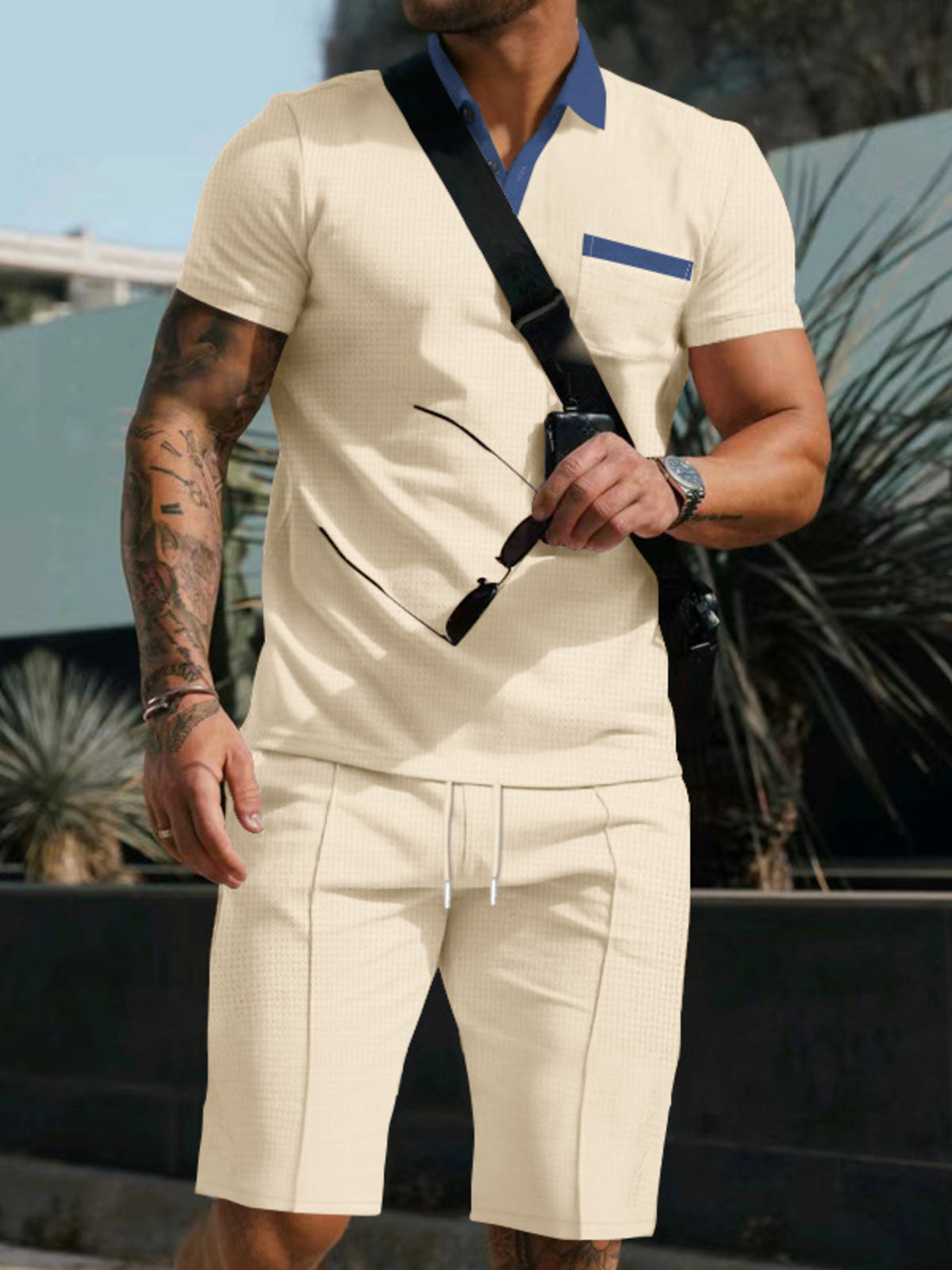 Men's Full Size Casual Short Sleeve Polo & Shorts Set Plus Size - URBANPICK FASHION