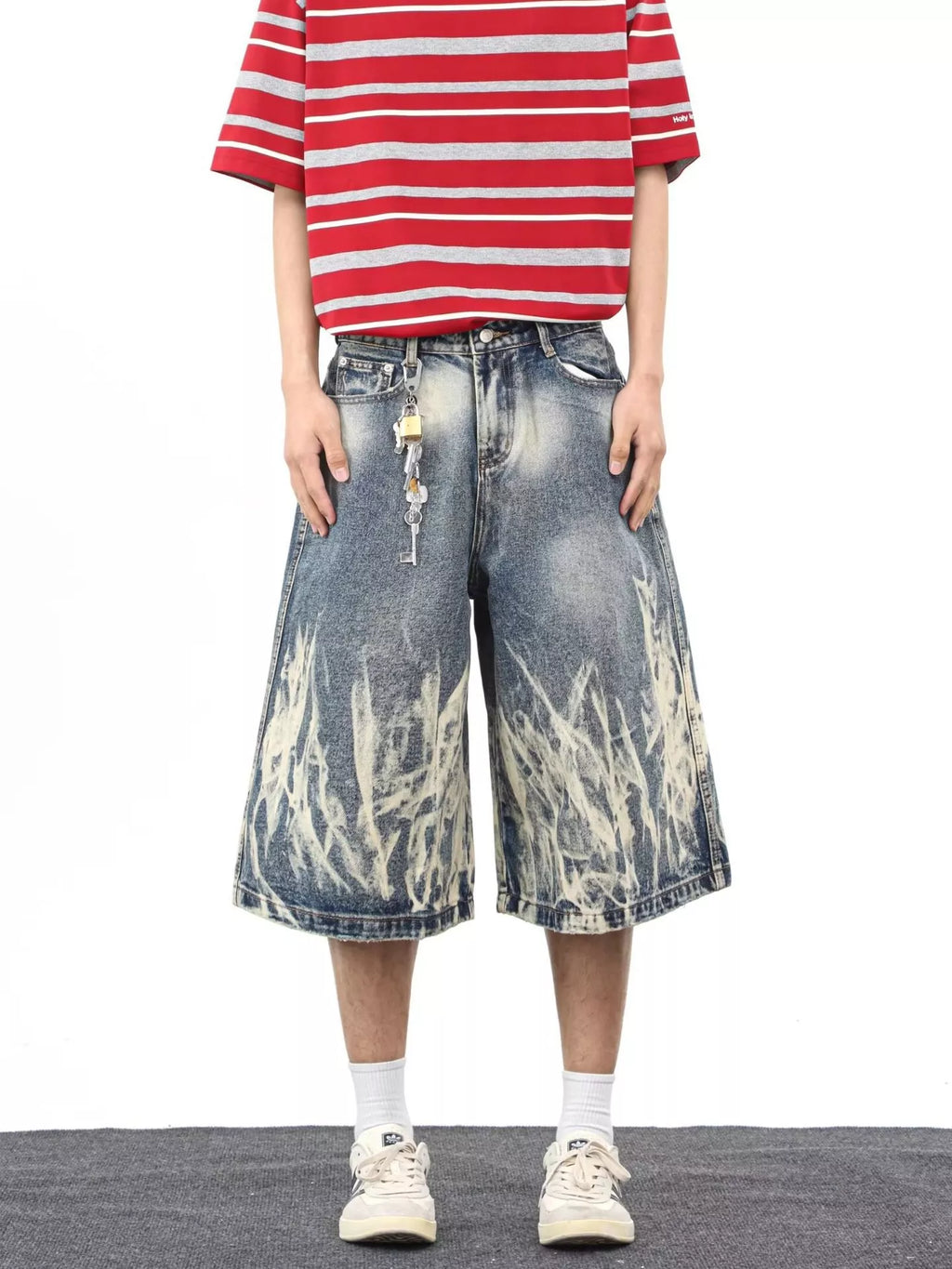 Men's Full Size Wide-Leg Denim Shorts Plus Size - URBANPICK FASHION