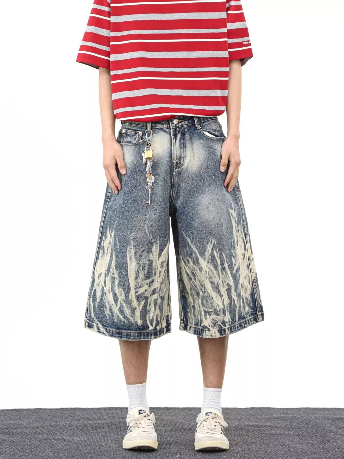 Men's Full Size Wide-Leg Denim Shorts Plus Size - URBANPICK FASHION