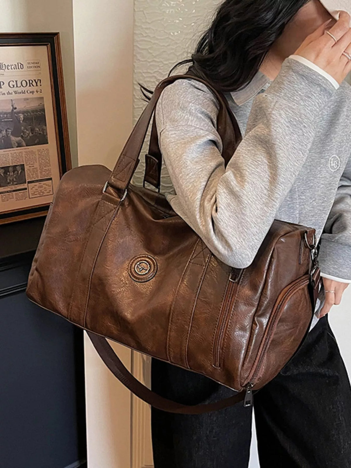 PU Leather Duffel Bag - URBANPICK FASHION