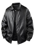 Men's Plus Size Zip Up Leather Jacket - URBANPICK FASHION